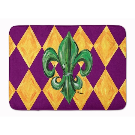 Carolines Treasures Mardi Gras Fleur De Lis Purple and Green Machine Washable Memory Foam Mat 8133RUG
